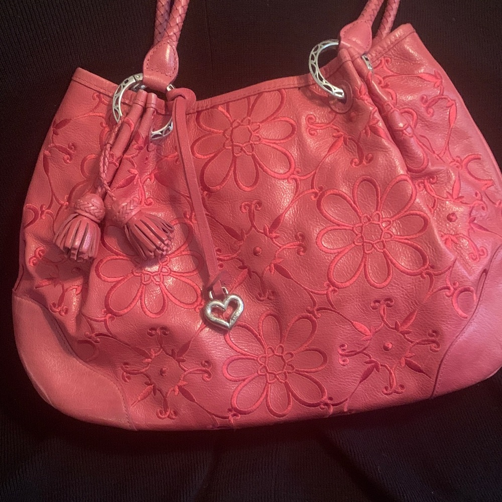Brighton Coral Pink Floral Embossed Shoulder Bag